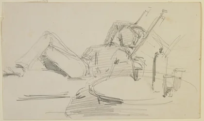 Un homme allongé sur un lit, 1858